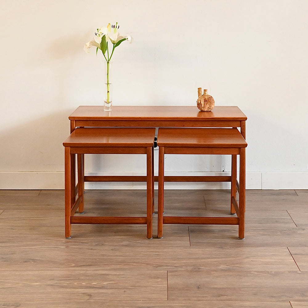 Parker Teak Nesting Table Trio Coffee Side Tables