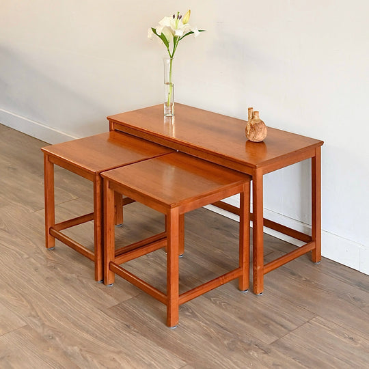 Parker Teak Nesting Table Trio Coffee Side Tables