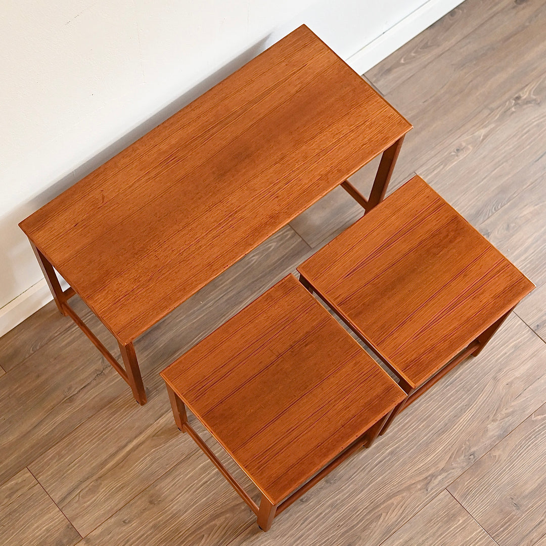 Parker Teak Nesting Table Trio Coffee Side Tables