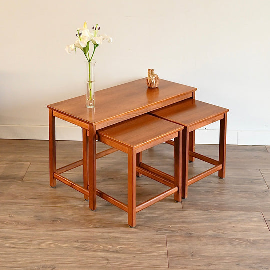 Parker Teak Nesting Table Trio Coffee Side Tables
