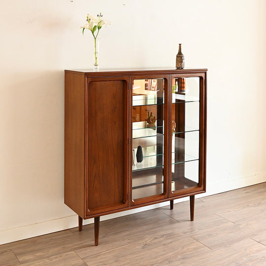 Mid Century Walnut Sideboard Display Cabinet by Chiswell