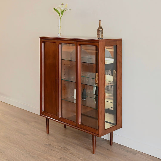 Mid Century Walnut Sideboard Display Cabinet by Chiswell