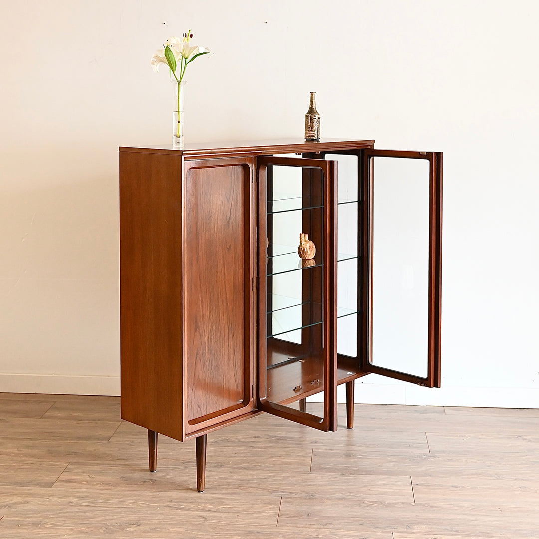 Mid Century Walnut Sideboard Display Cabinet by Chiswell