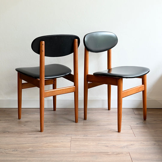 4x Mid Century Teak Vinyl Dining Chairs by Elite