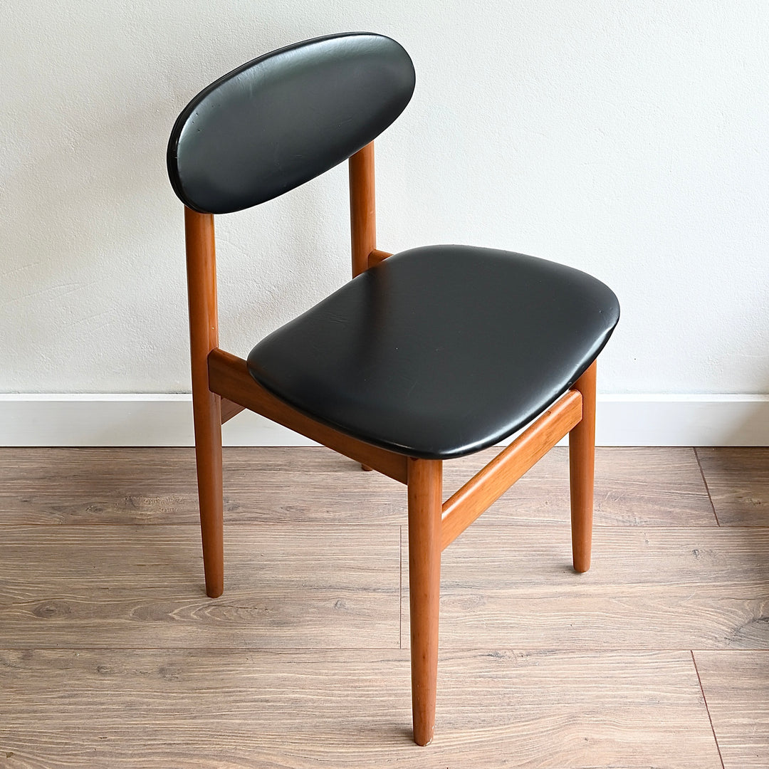 4x Mid Century Teak Vinyl Dining Chairs by Elite