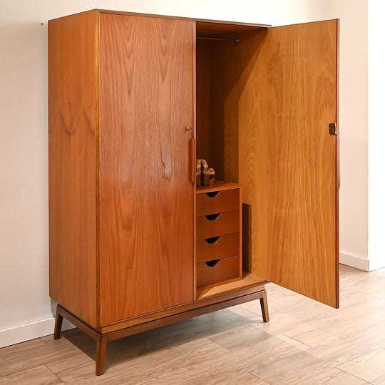 Mid Century Teak Wardrobe Closet by Maison Paul