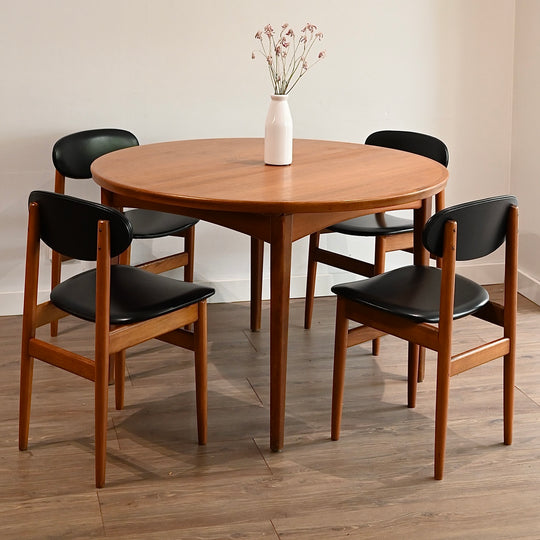 4x Mid Century Teak Vinyl Dining Chairs by Elite