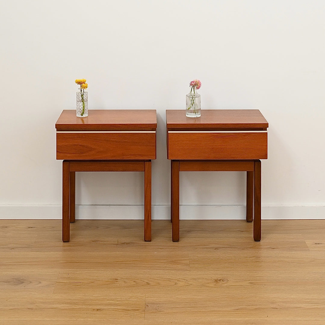 Pair of Mid Century Teak “Fleredo” Bedside Tables Nightstands by Fler