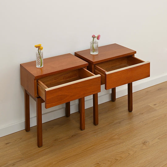 Pair of Mid Century Teak “Fleredo” Bedside Tables Nightstands by Fler