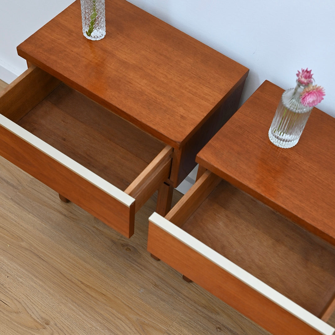 Pair of Mid Century Teak “Fleredo” Bedside Tables Nightstands by Fler