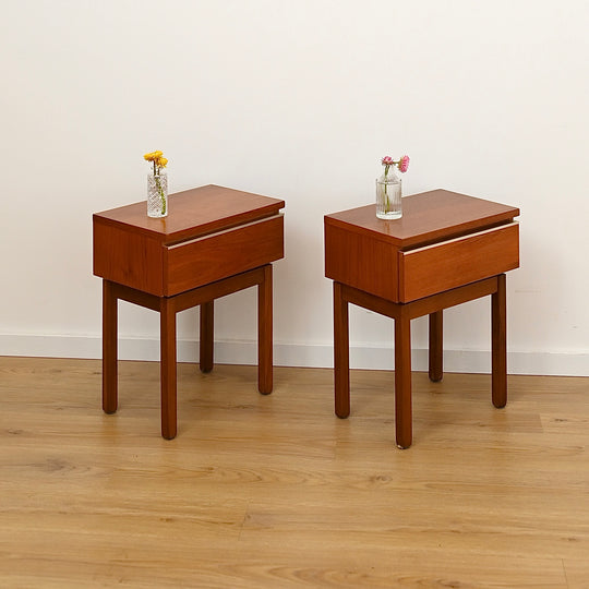 Pair of Mid Century Teak “Fleredo” Bedside Tables Nightstands by Fler