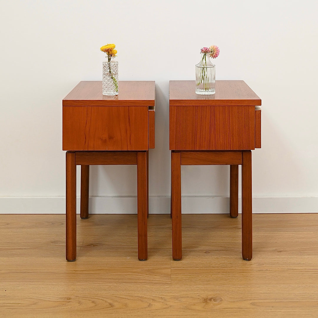 Pair of Mid Century Teak “Fleredo” Bedside Tables Nightstands by Fler