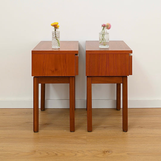 Pair of Mid Century Teak “Fleredo” Bedside Tables Nightstands by Fler