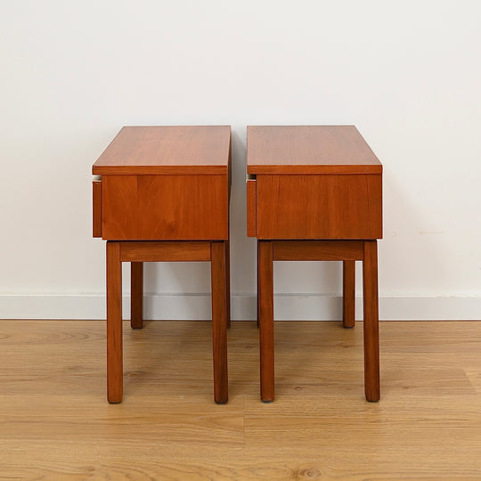Pair of Mid Century Teak “Fleredo” Bedside Tables Nightstands by Fler