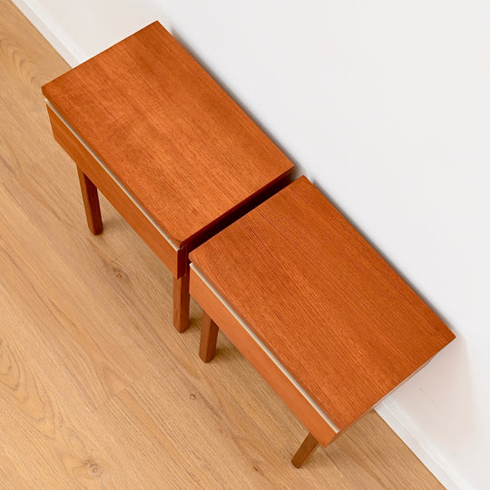 Pair of Mid Century Teak “Fleredo” Bedside Tables Nightstands by Fler