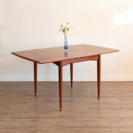 Parker Teak Mid Century Square Extendable Dining Table