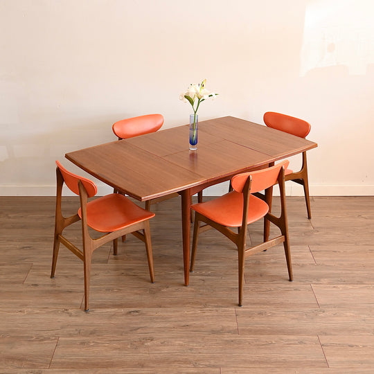 Parker Teak Mid Century Square Extendable Dining Table