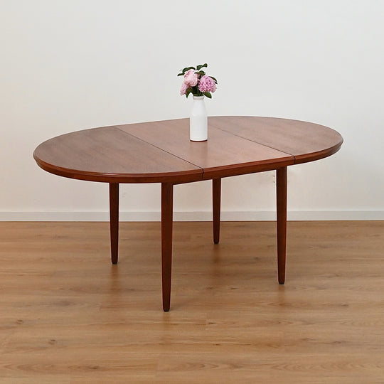 Mid Century Teak Round Extendable Dining Table by Chiswell - Refinished