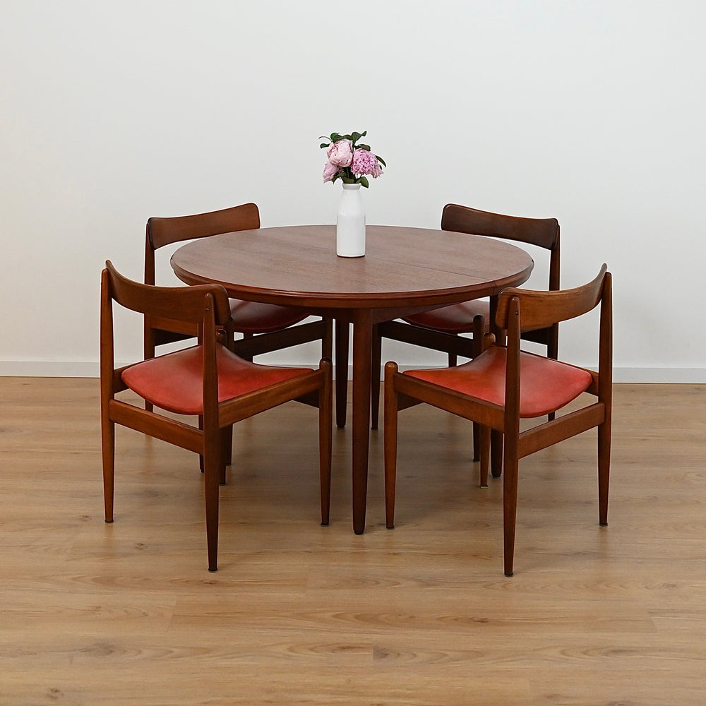 Mid Century Teak Round Extendable Dining Table by Chiswell - Refinished