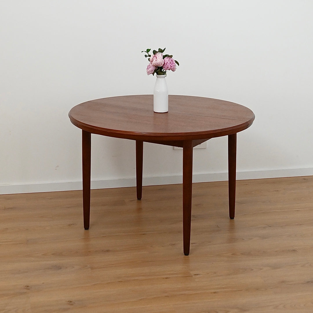Mid Century Teak Round Extendable Dining Table by Chiswell - Refinished