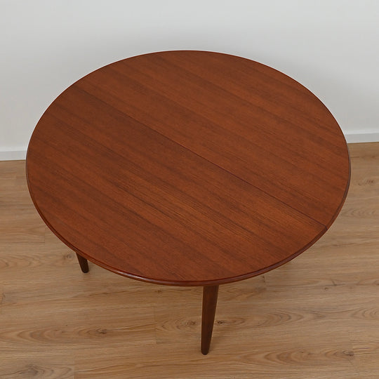 Mid Century Teak Round Extendable Dining Table by Chiswell - Refinished
