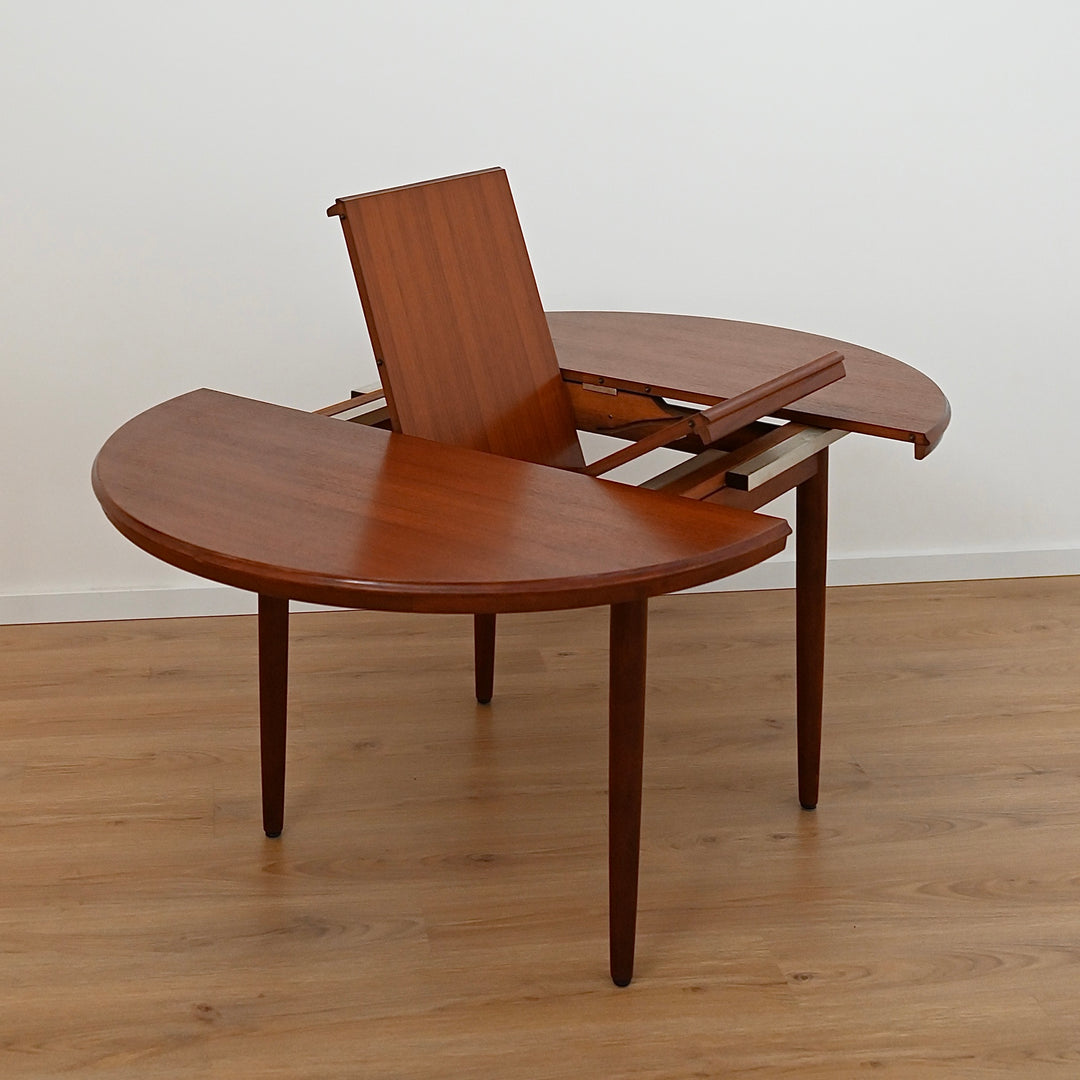 Mid Century Teak Round Extendable Dining Table by Chiswell - Refinished