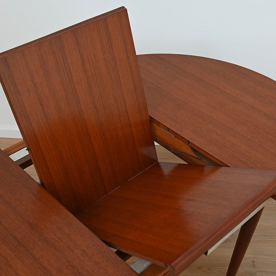 Mid Century Teak Round Extendable Dining Table by Chiswell - Refinished