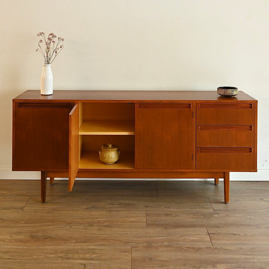 Mid Century Teak Sideboard LP Record Cabinet by Wrightbilt