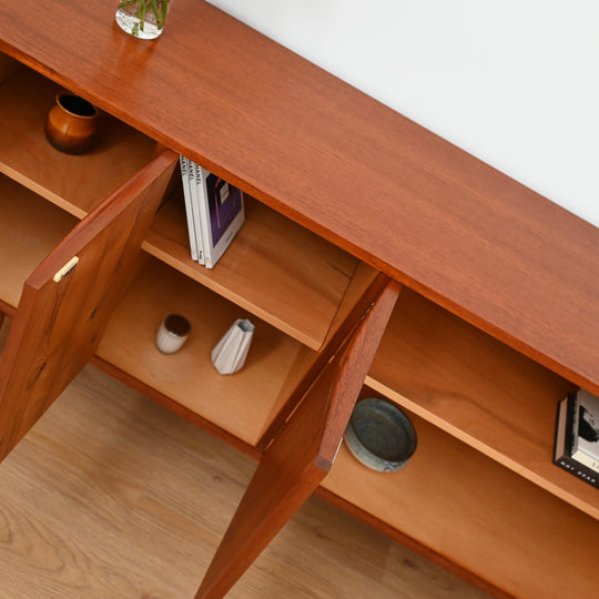Mid Century Teak Sideboard Buffet Cabinet by Chiswell - Refinished
