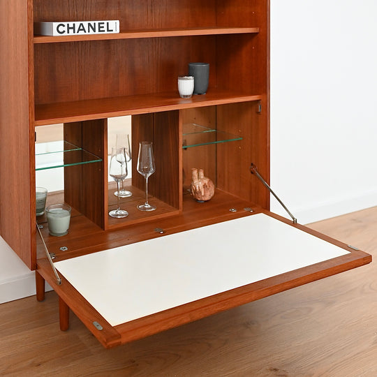 Parker Teak Mid Century Bookshelf Bar Wall Unit Bookcase