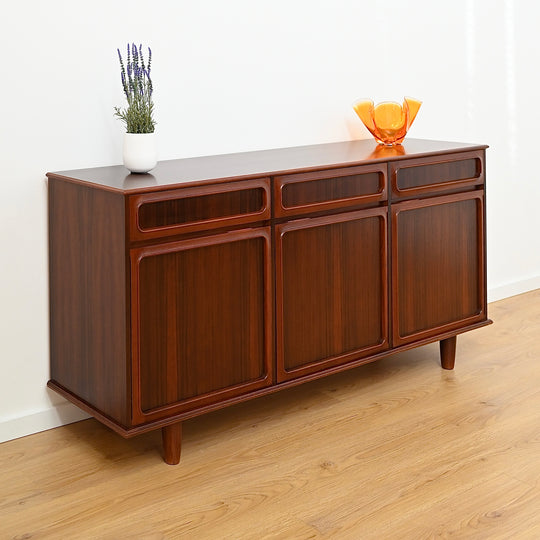 Mid Century Walnut Sideboard Buffet by Noblett