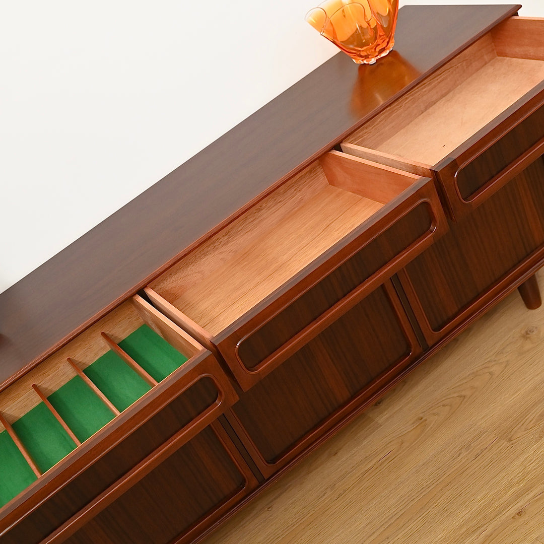 Mid Century Walnut Sideboard Buffet by Noblett