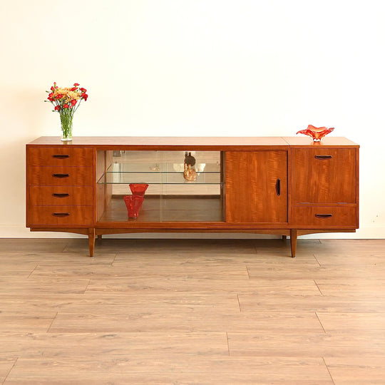 Mid Century Teak Sideboard Buffet Credenza by Berryman