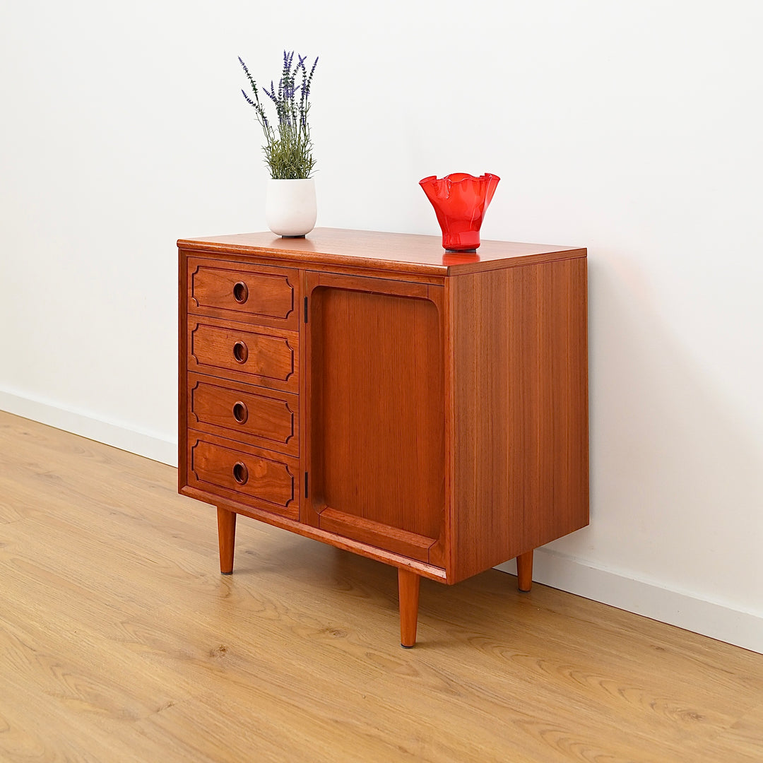 Mid Century Teak Sideboard LP Record Cabinet with Drawers by Chiswell