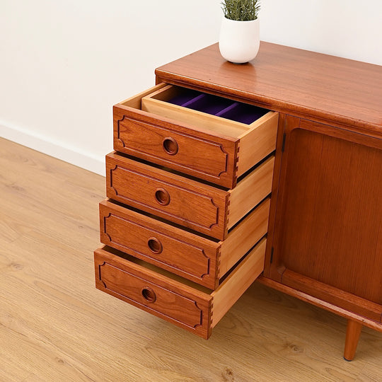 Mid Century Teak Sideboard LP Record Cabinet with Drawers by Chiswell