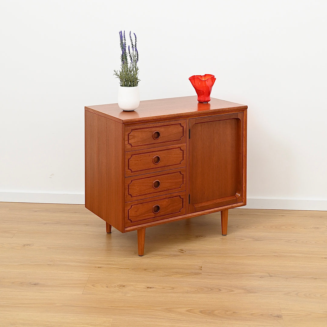 Mid Century Teak Sideboard LP Record Cabinet with Drawers by Chiswell