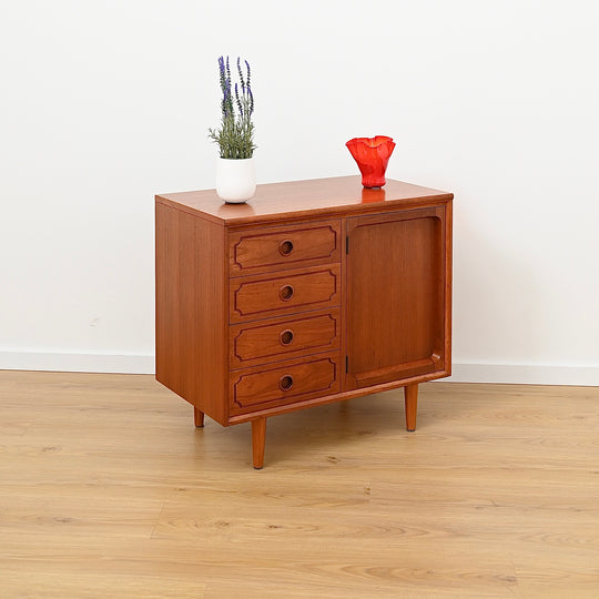 Mid Century Teak Sideboard LP Record Cabinet with Drawers by Chiswell