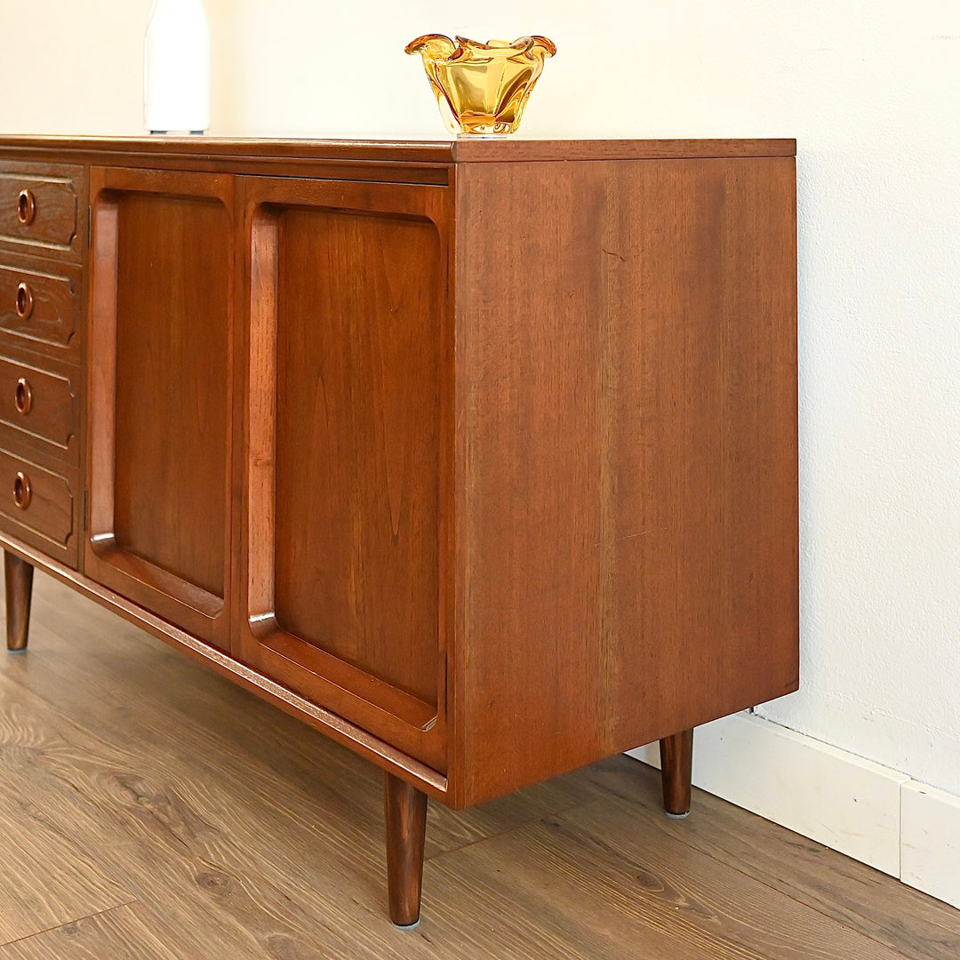 Mid Century Walnut Sideboard LP Record Cabinet with Drawers by Chiswell