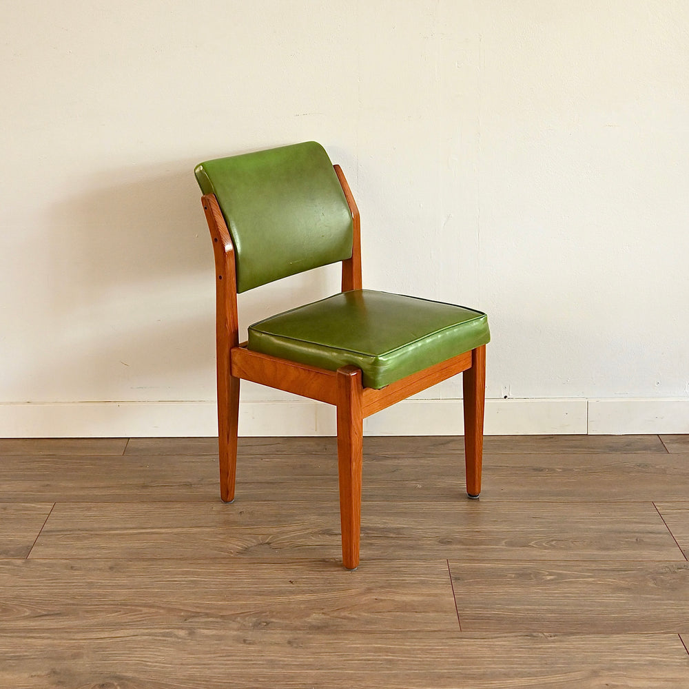 4x Mid Century Green Vinyl Dining Chairs by Wrightbilt