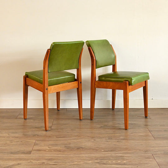 4x Mid Century Green Vinyl Dining Chairs by Wrightbilt