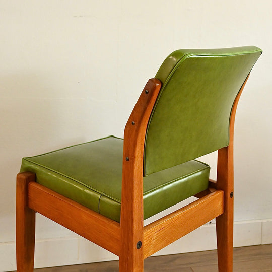 4x Mid Century Green Vinyl Dining Chairs by Wrightbilt