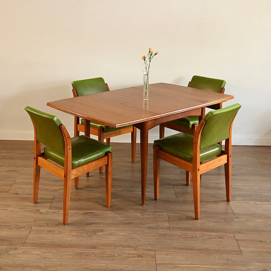 4x Mid Century Green Vinyl Dining Chairs by Wrightbilt
