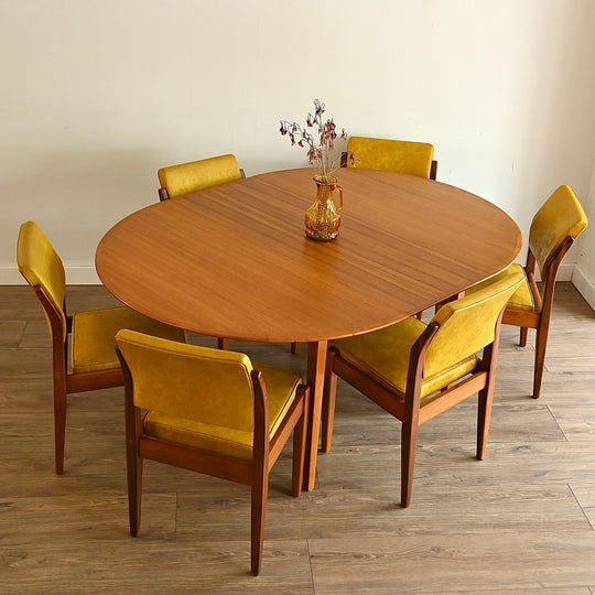 Mid Century Teak Round Extendable Dining Table