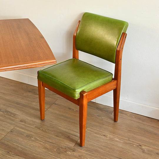 4x Mid Century Green Vinyl Dining Chairs by Wrightbilt