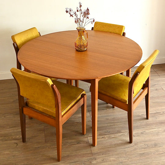 Mid Century Teak Round Extendable Dining Table