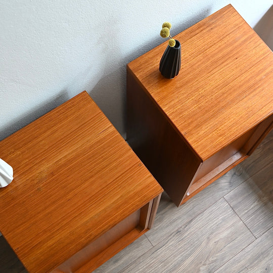 Mid Century Teak Bedside Tables Night Stands by Chiswell