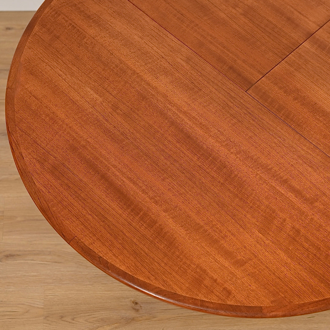 Mid Century Teak Round Extendable Dining Table by Wrightbilt - Refinished
