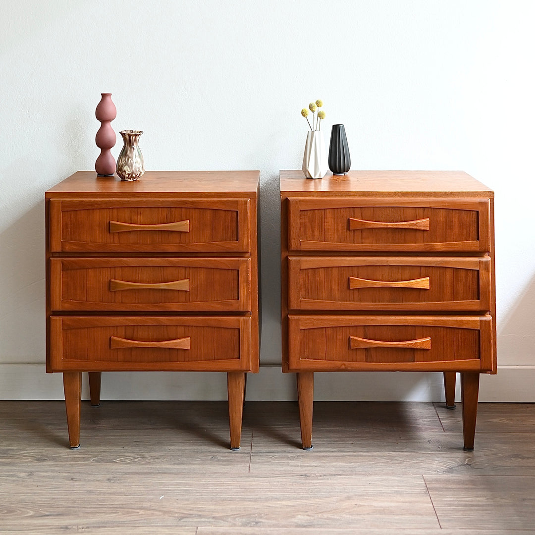 Mid Century Teak Bedside Tables Night Stands by Berryman