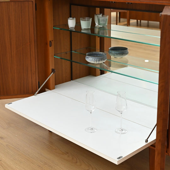 Mid Century Teak Sideboard Buffet Bar Cabinet by Chiswell