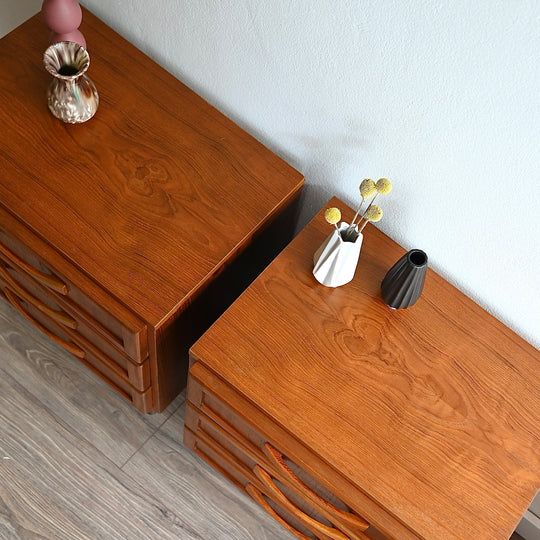 Mid Century Teak Bedside Tables Night Stands by Berryman